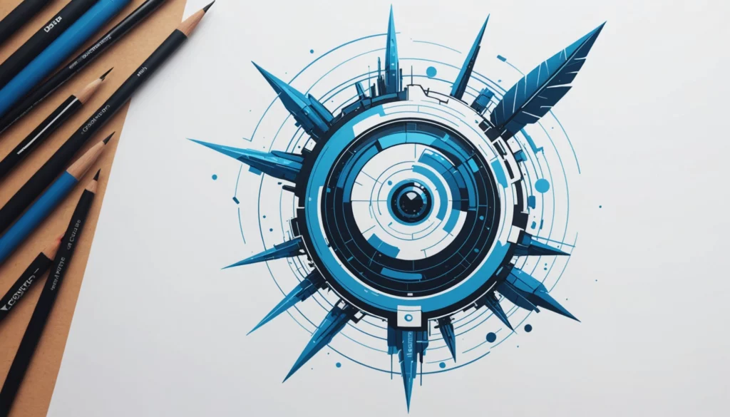 25 Best AI Platforms for Professional Art Design, Digital art, technology concept, abstract, clean lines, minimalist, corporate blue and white, data visualization, glowing nodes