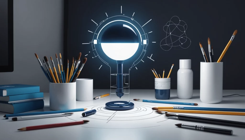 25 Best AI Tools for Generating Illustrations, Digital art, technology concept, abstract, clean lines, minimalist, corporate blue and white, data visualization, glowing nodes
