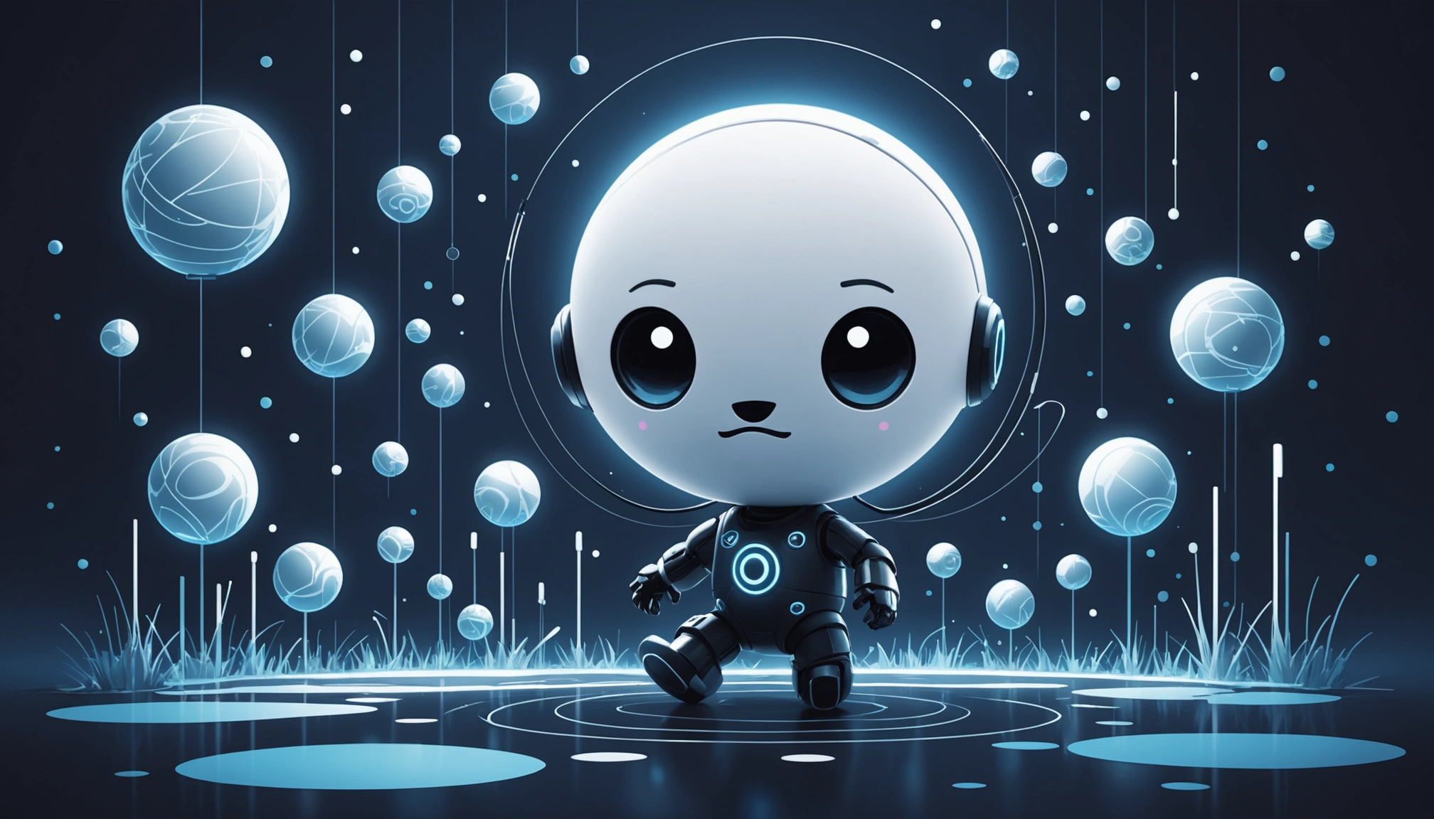 15 Best AI Art Platforms for Social Creators, Digital art, technology concept, abstract, clean lines, minimalist, corporate blue and white, data visualization, glowing nodes
