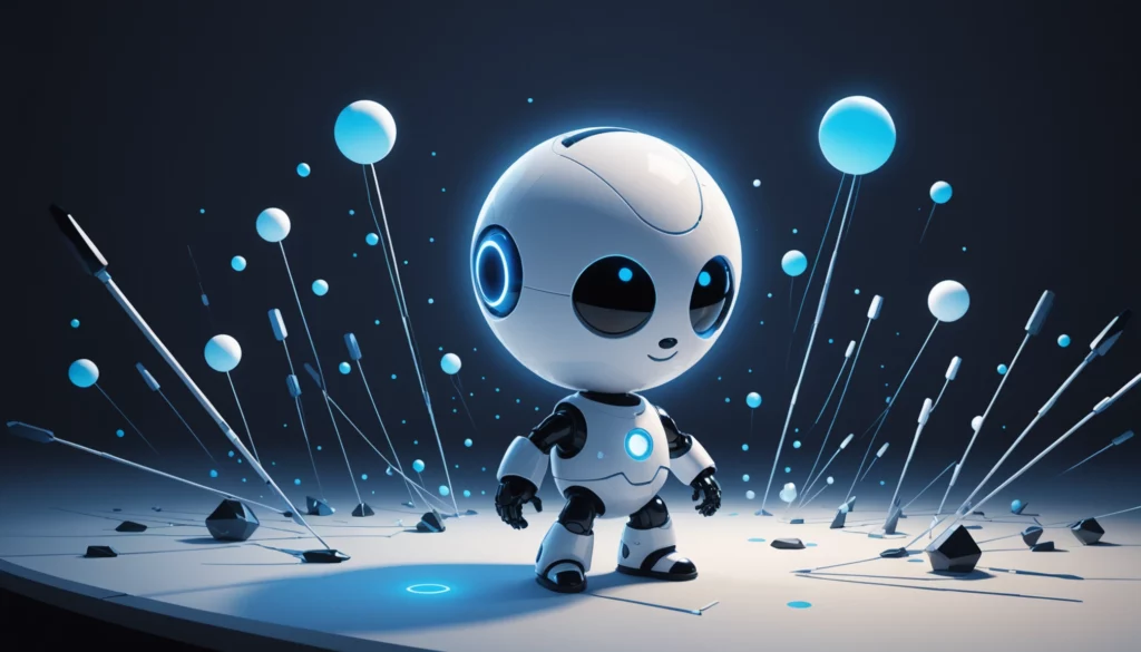 25 Best AI Tools for NFT Art Creation, Digital art, technology concept, abstract, clean lines, minimalist, corporate blue and white, data visualization, glowing nodes