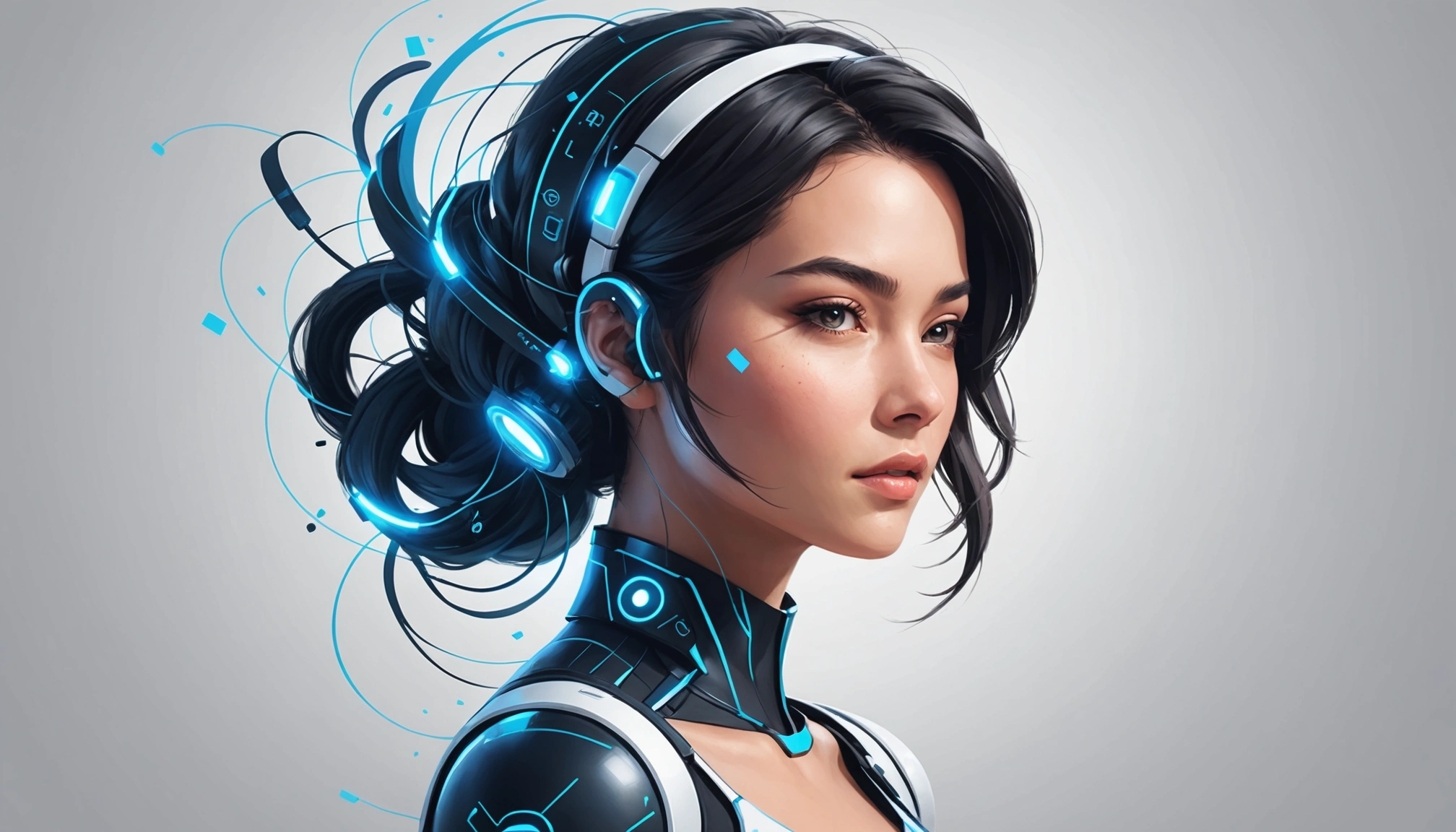 20 Best AI Image Generators for Fitness Campaigns, Digital art, technology concept, abstract, clean lines, minimalist, corporate blue and white, data visualization, glowing nodes