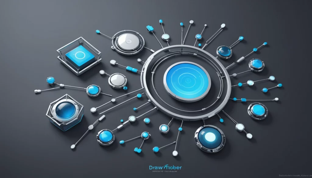 15 Best AI Art Engines for Jewelry Marketing, Digital art, technology concept, abstract, clean lines, minimalist, corporate blue and white, data visualization, glowing nodes