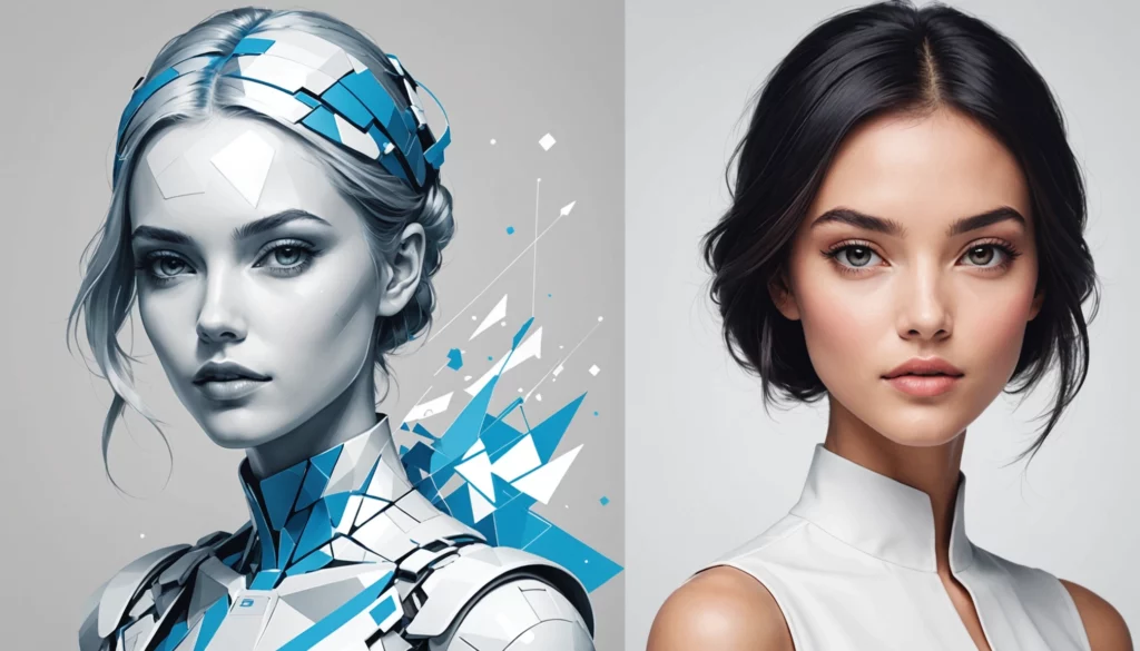 15 Best AI Art Engines for Fashion Catalogs, Digital art, technology concept, abstract, clean lines, minimalist, corporate blue and white, data visualization, glowing nodes