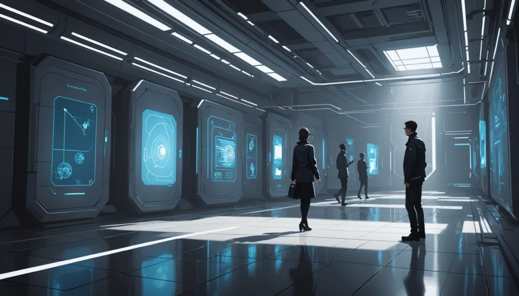 15 Best Runway AI Alternatives for Film Previsualization, Digital art, technology concept, abstract, clean lines, minimalist, corporate blue and white, data visualization, glowing nodes