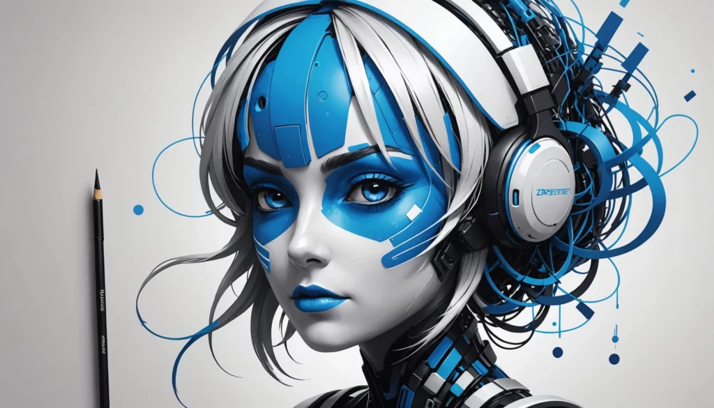 15 Best Leonardo AI Alternatives for Marketing Campaigns, Digital art, technology concept, abstract, clean lines, minimalist, corporate blue and white, data visualization, glowing nodes