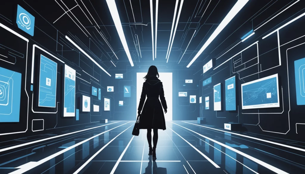 15 Best Runway AI Alternatives for YouTube Thumbnails, Digital art, technology concept, abstract, clean lines, minimalist, corporate blue and white, data visualization, glowing nodes