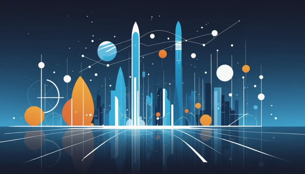 Top 25 Midjourney Alternatives for Ecommerce Marketing, Digital art, technology concept, abstract, clean lines, minimalist, corporate blue and white, data visualization, glowing nodes